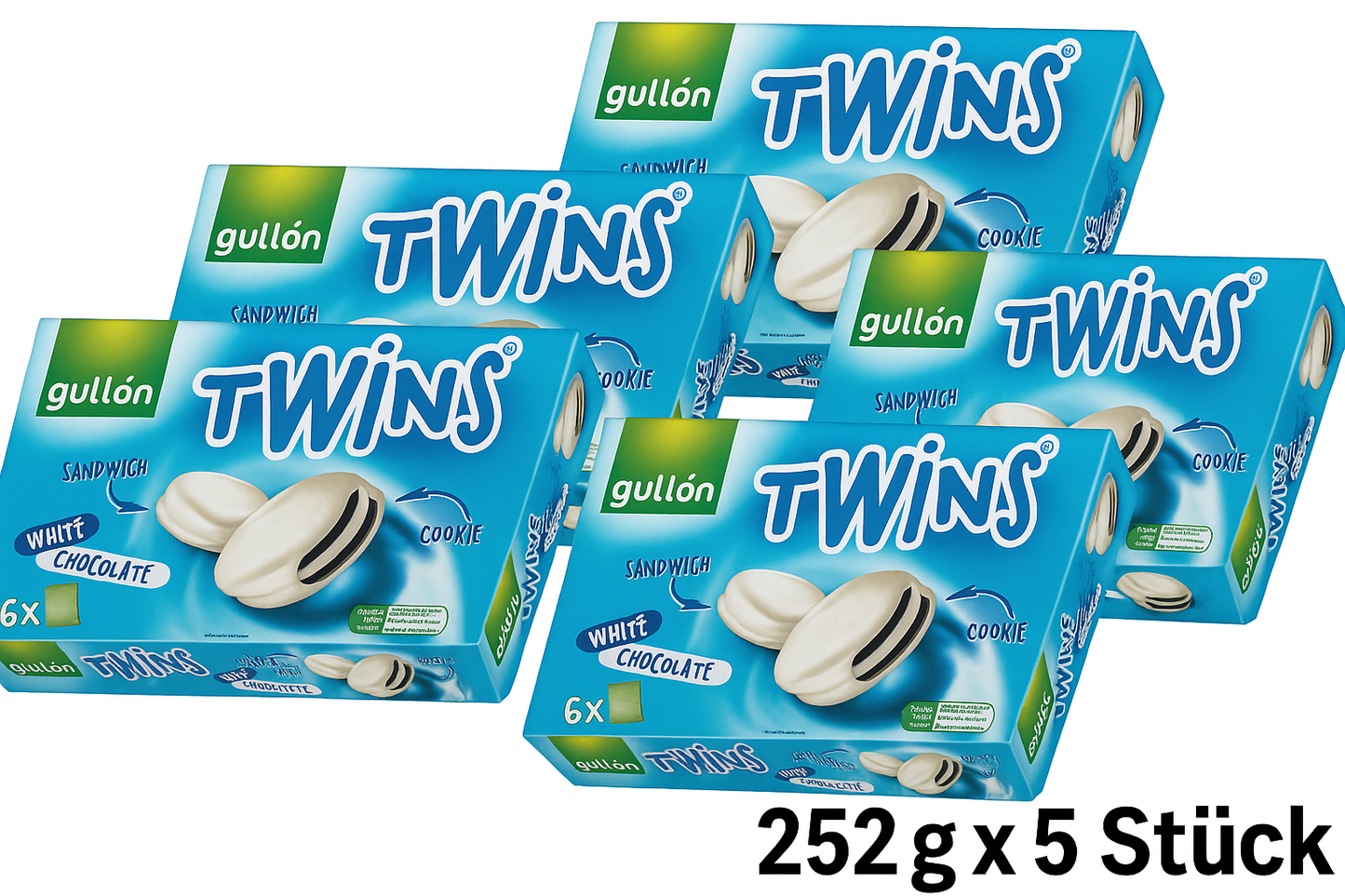 GullonTwins Cubiertos BLANCO 252g x 5 MHD:03.10.2026