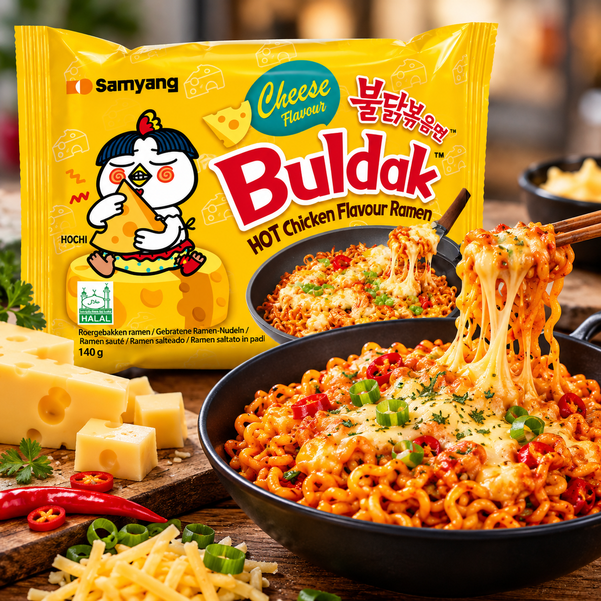 Queso ramen con pollo caliente Samyang Buldak 140 g