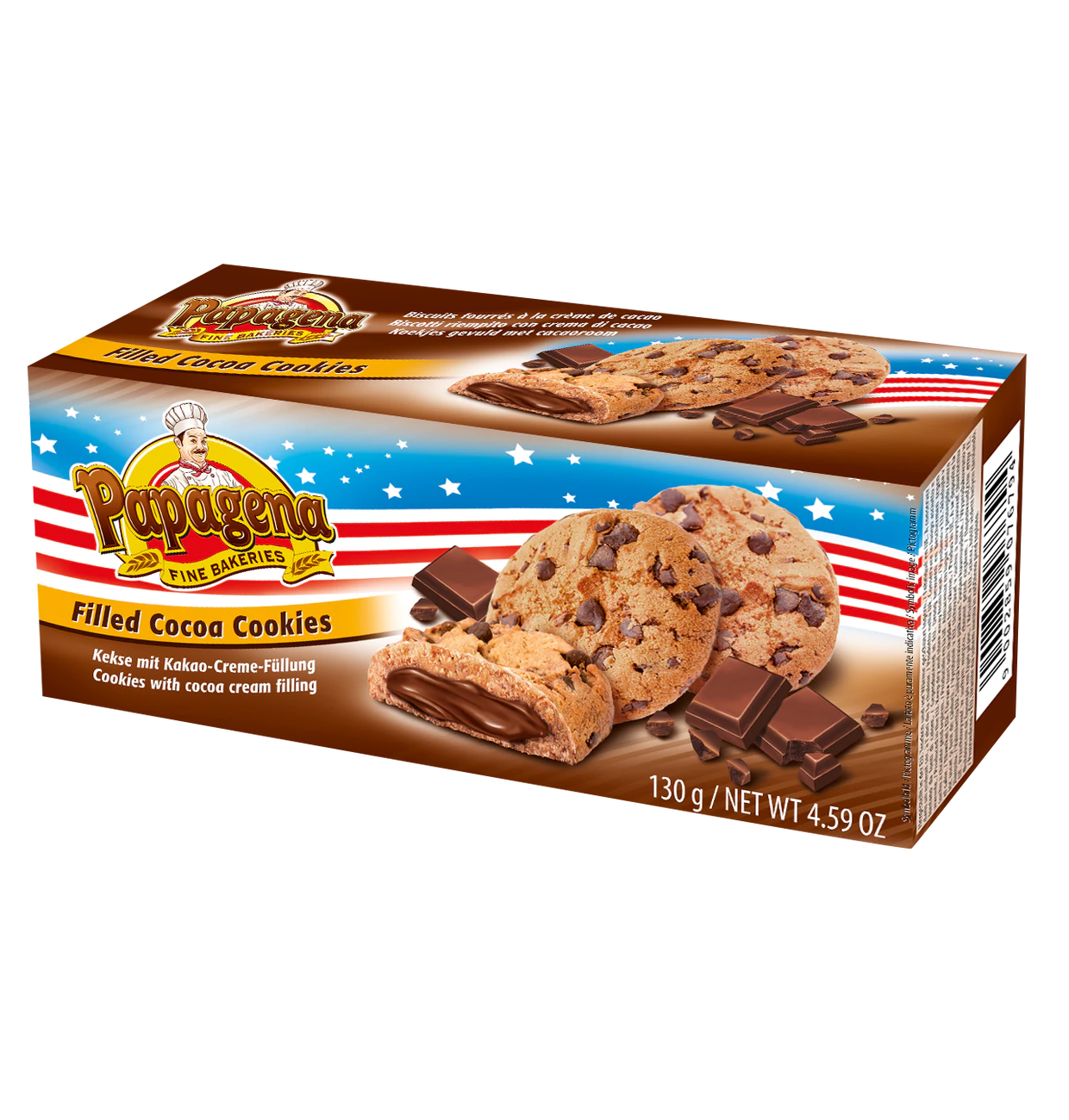 Papagena Choco Chip Cookies mit Schokoladencremefüllung 130g MHD: 17.01.2026