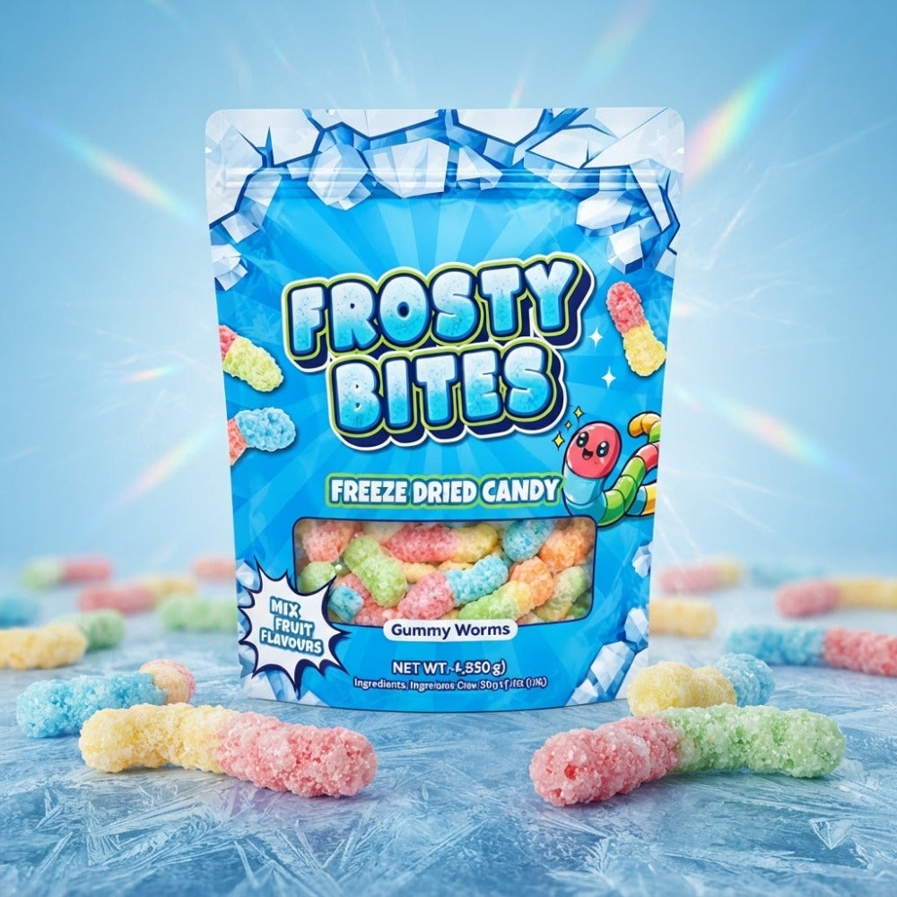 Frosty Bites Freeze Dried Candy Gummy Worms Fruchtgummi 50g