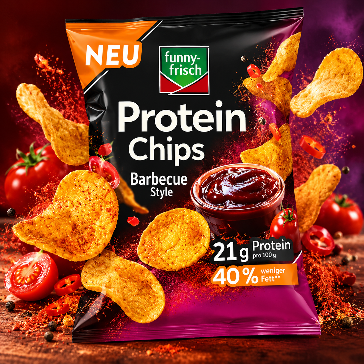 funny frisch Protein Chips Barbecue Style 90 g