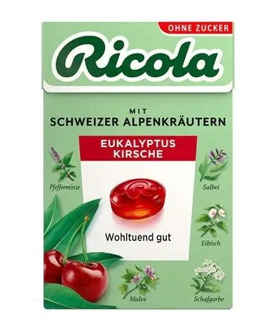 Ricola Eukalyptus Kirsche ohne Zucker 10 x 50g MHD: 31.10.25