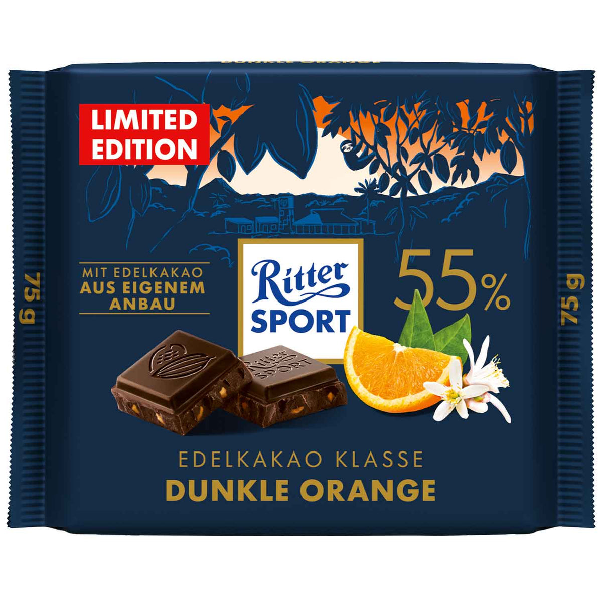 Ritter Sport Edelkakao Klasse 55% Dunkle Orange 75g
