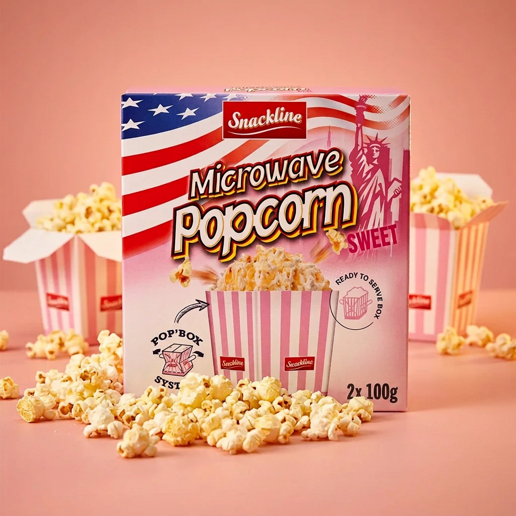 Snackline Pop Box Mikrowellen Popcorn Sweet 2 x 100g