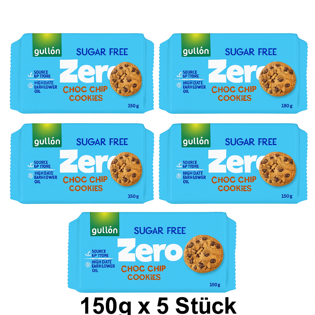 Gullon Sugar Free Choc Chip Cookies 150g x 5 MHD:26.09.2026
