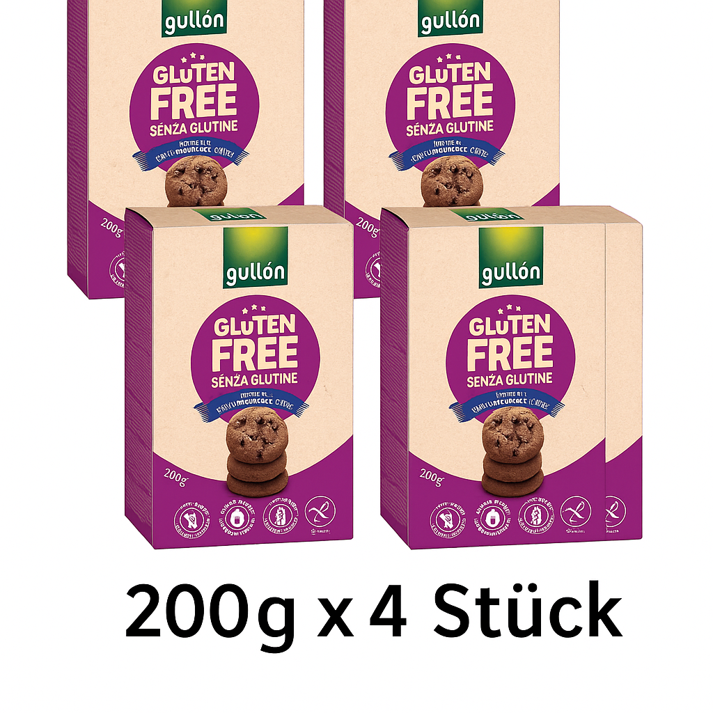 Gullon mini chips choco Cookies Glutenfrei 200g x 4 MHD:06.09.2026