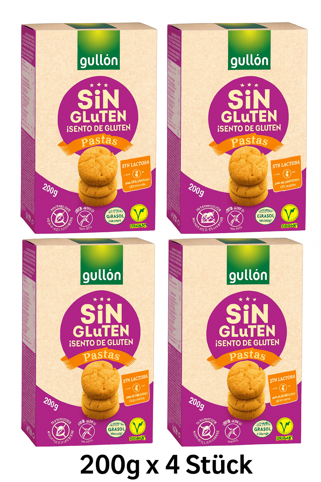 Gullon Glutenfreie Kekse Pastas 200g x 4