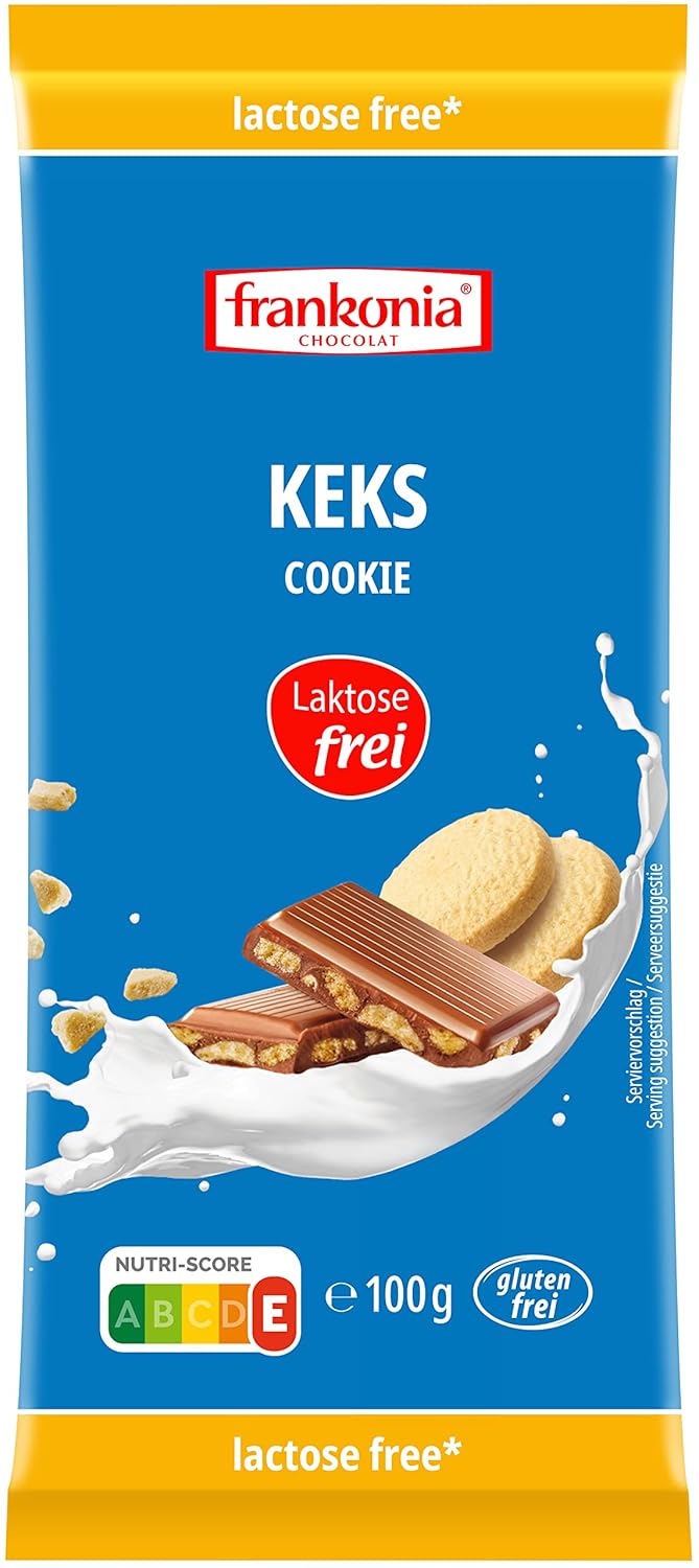 frankonia CHOCOLAT Vollmilch-Keks Schokolade laktosefrei & glutenfrei, 100 g MHD: 28.09.2025
