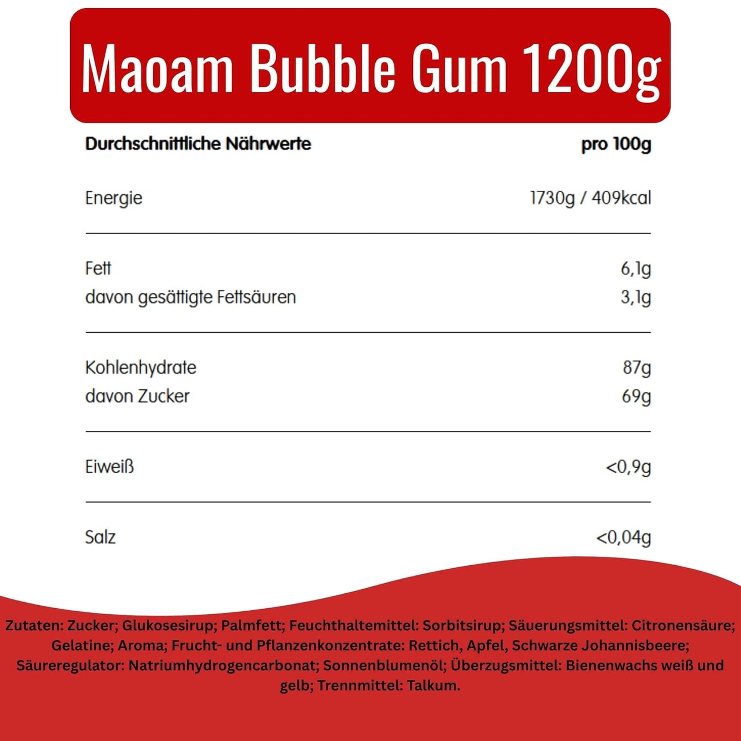 Maoam Kracher Bubble Gum Nährwerttabelle