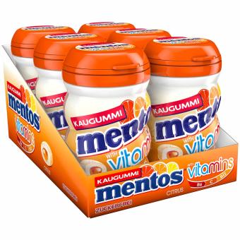 mentos Vitamins Kaugummi Citrus zuckerfrei 6 x 64 g