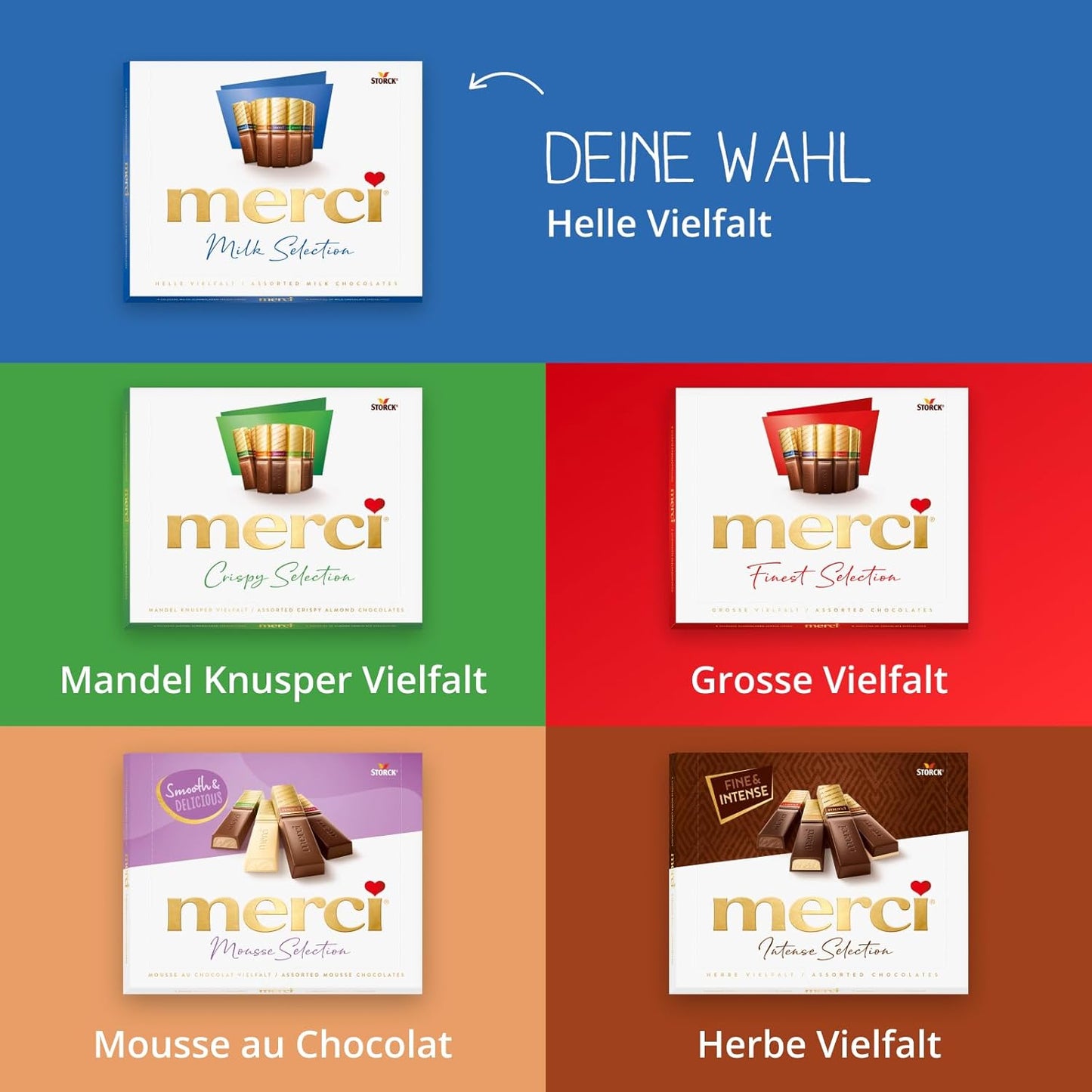 merci Finest Selection Helle Vielfalt – 1 x 250 g – Erlesene Milch-Schokoladen-Spezialitäten