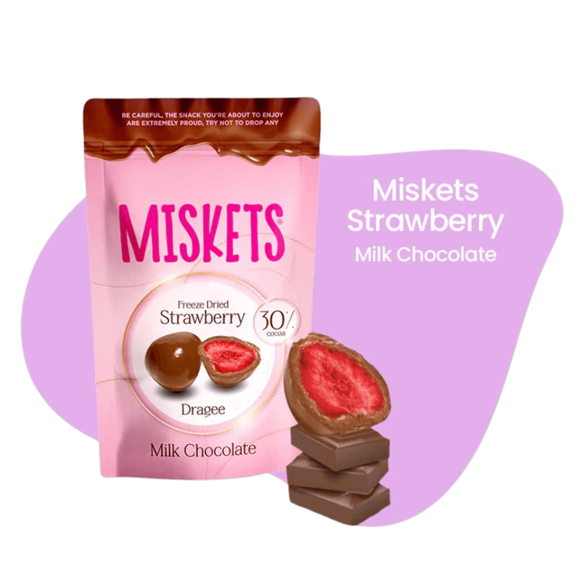Miskets freeze dried strawberry Dragee Milk Chocolate