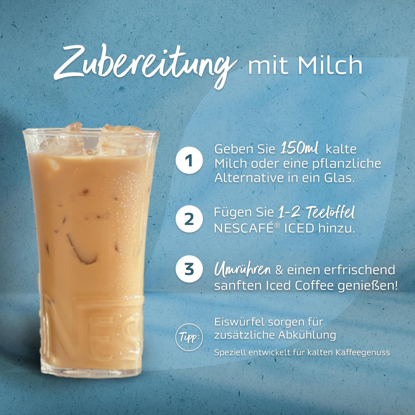 Nescafe Iced Roast Instant Löslicher Bohnenkaffee Zubereitung mit Milch