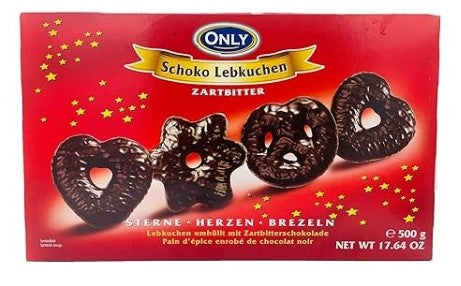 Only Lebkuchen mit Zartbitterschokolade Sterne-Herzen-Brezeln 500g