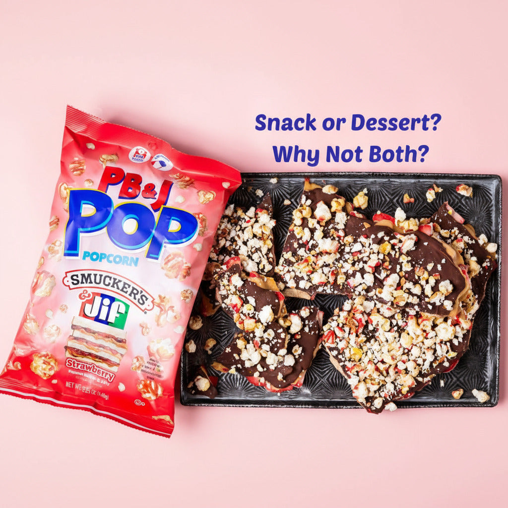 PB&J POP Peanut Butter & Strawberry Jelly Coated Popcorn
