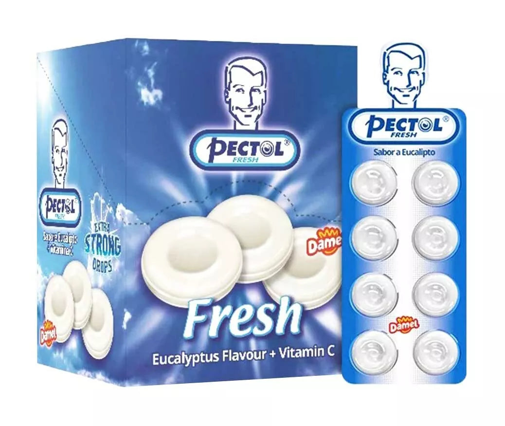 Damel PECTOL Frische Eukalyptus Geschmack Süßigkeiten Pastillen mit Vitamin C KOMPLETTE BOX 24 Packungen