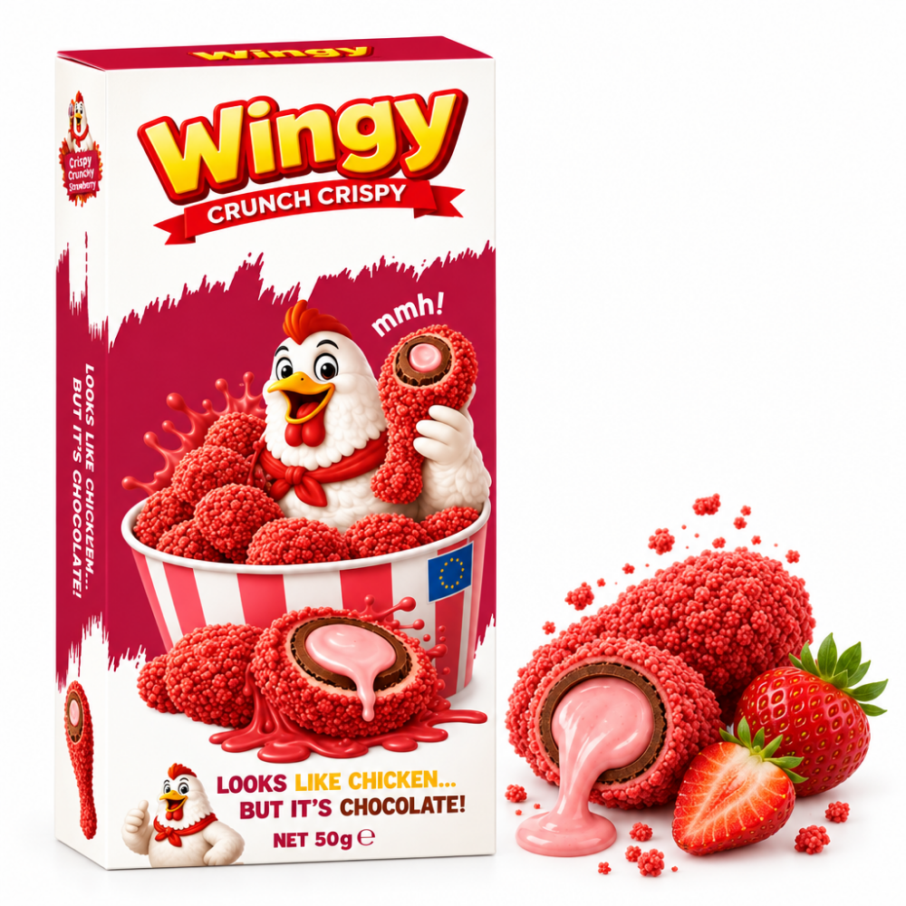 Wingy Strawberry Chicken Chocolate 50g