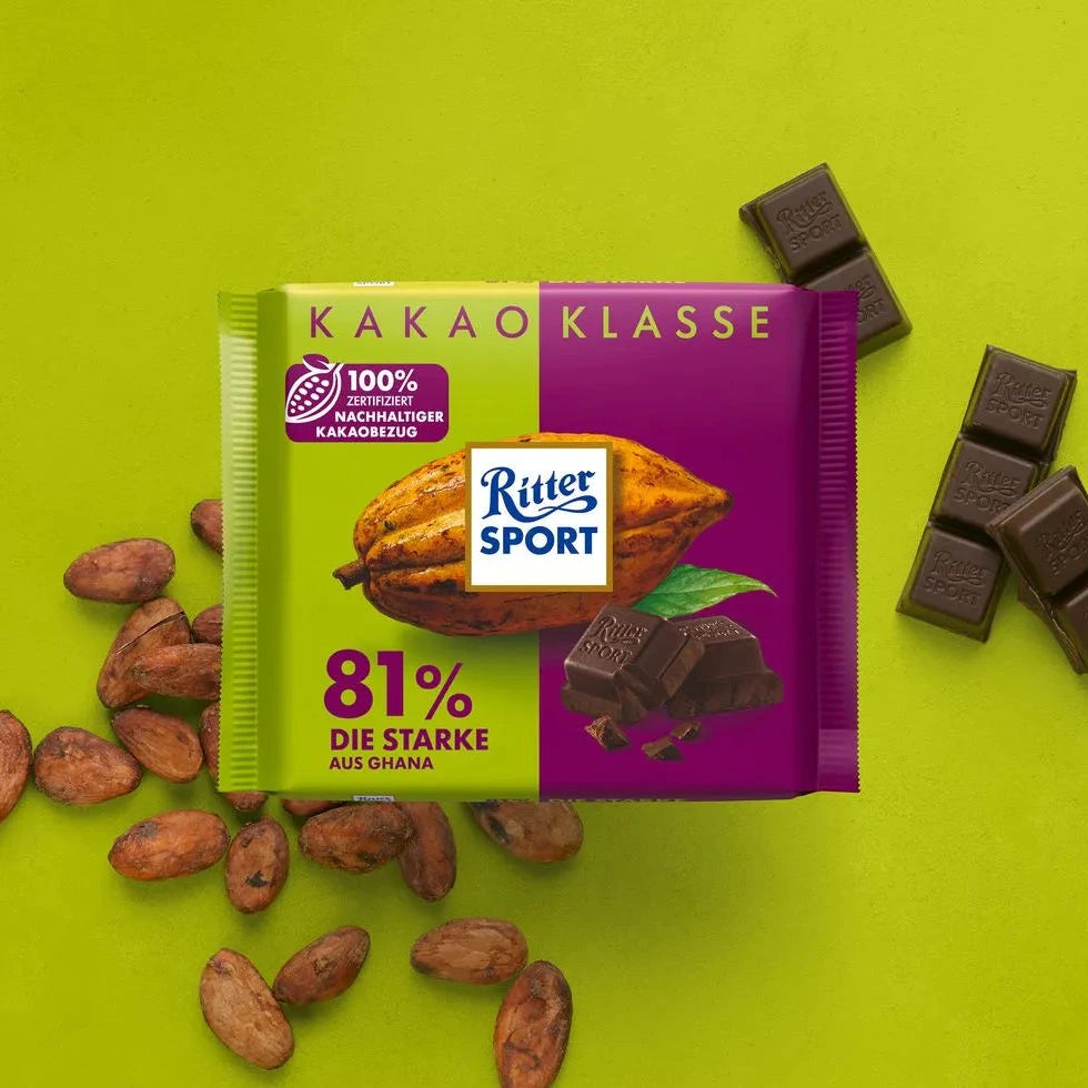 Ritter Sport Cacaogehalte 81% De sterke cacaosoort uit Ghana