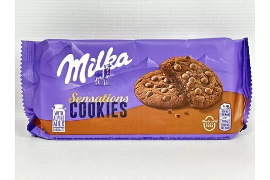 Milka Sensations | Chocolate Chip Cookies With Soft Centre Chocolate Cream 156g MHD: 30.03.2025