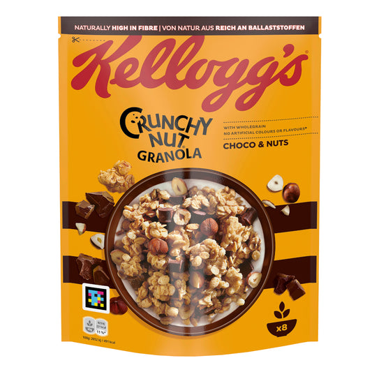 Kelloggs Crunchy Nut Oat Granola Choco und Hazelnut Packung 380g MHD: 14.03.2025