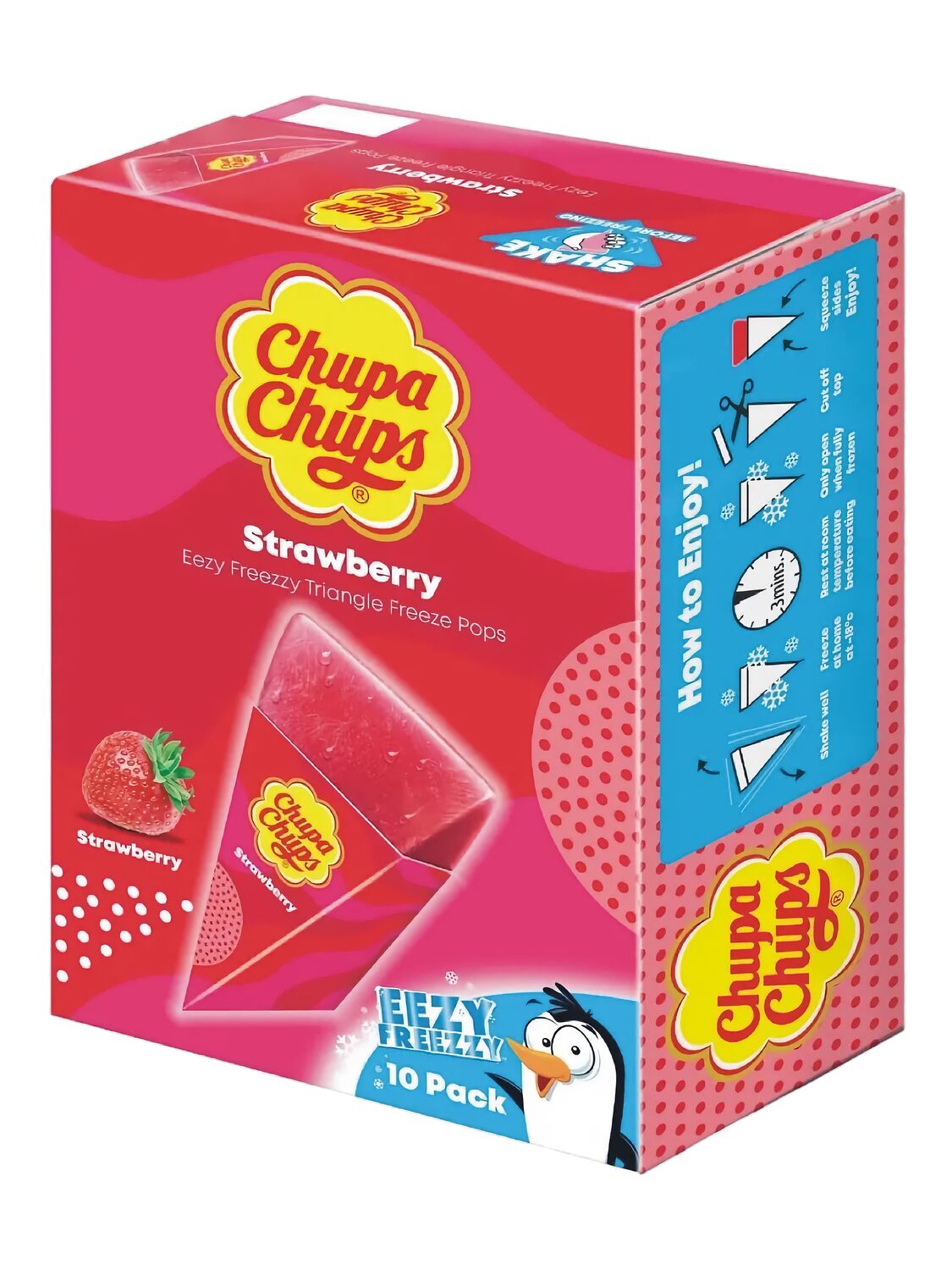 Chupa Chups Strawberry Eezy Freezy Triangle Freeze Pops 8 x 62ml MHD:01.03.2026