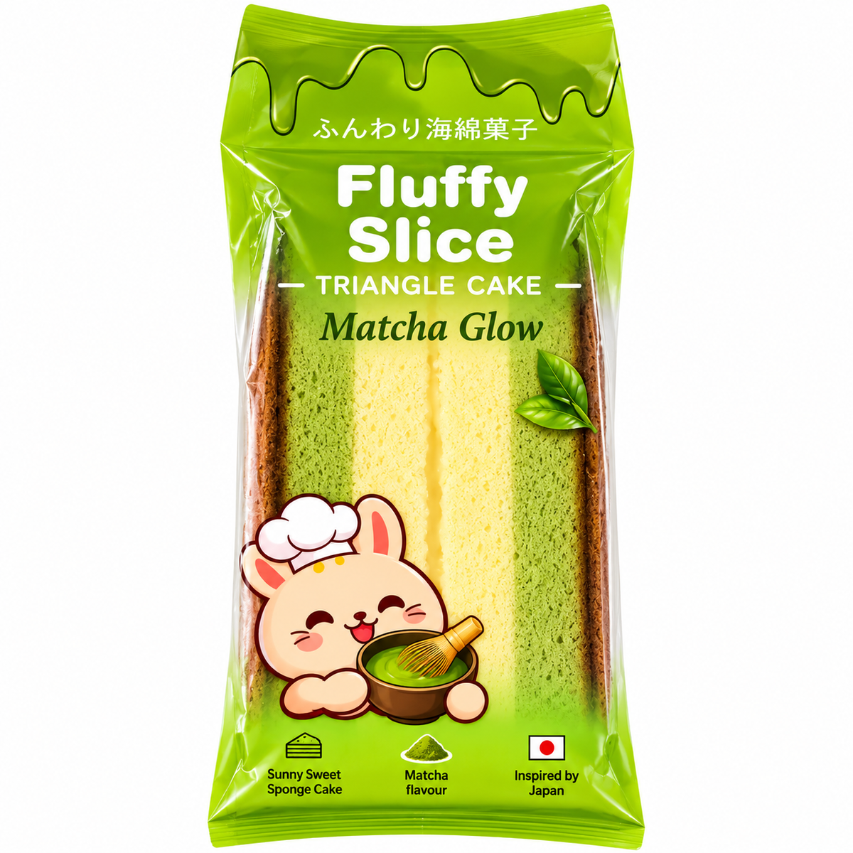 Fluffy Slice Triangle Cake Matcha Glow 6 x 95g