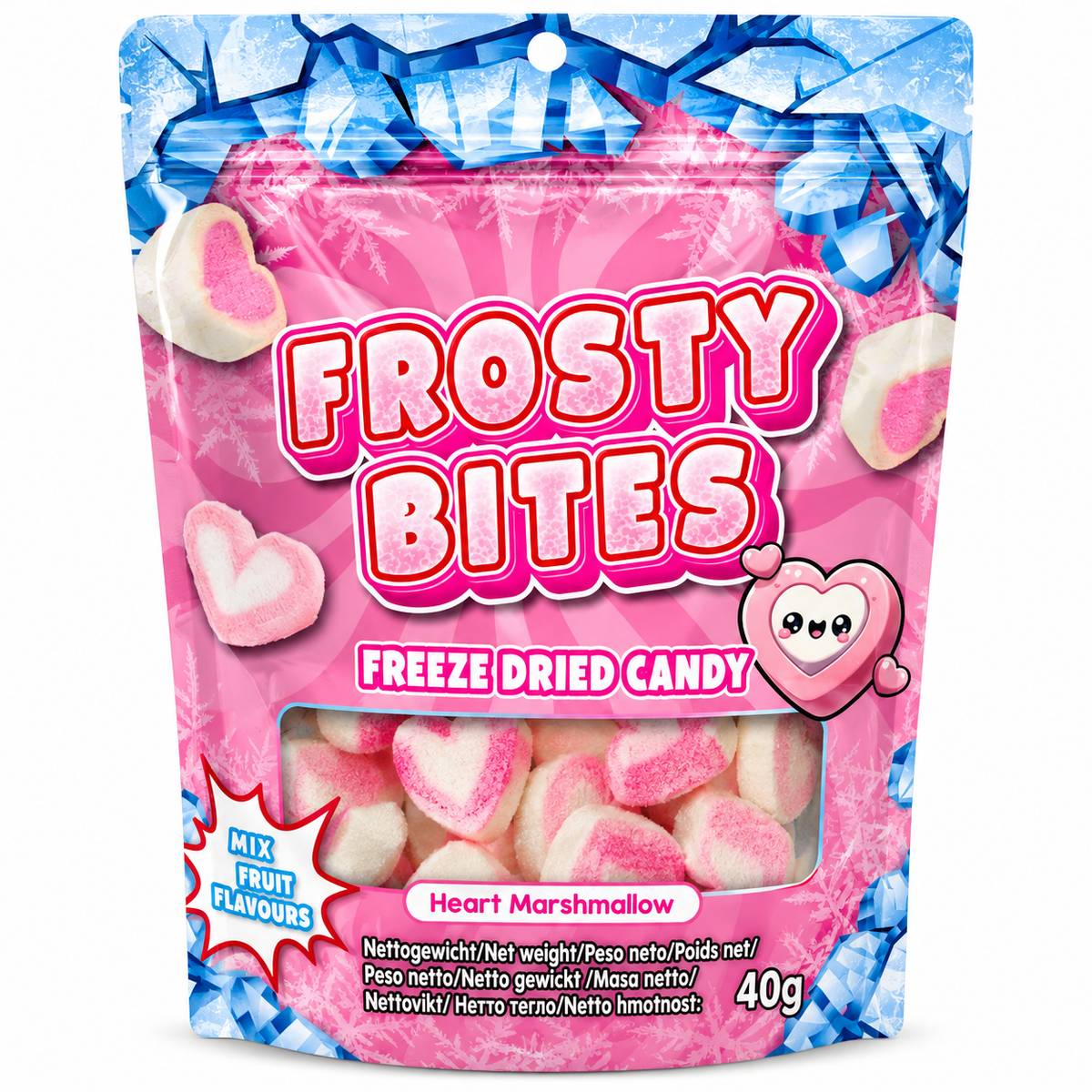 Frosty Bites Freeze Dryed Candy Heart Marshmallow 40g
