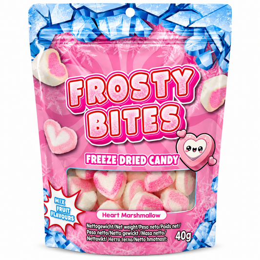 Frosty Bites Freeze Dried Candy Heart Marshmallow 40g