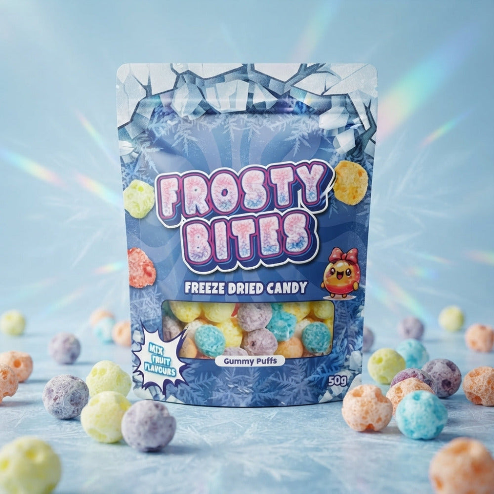 Frosty Bites Freeze Dried Candy Gummy Puffs Schaumzucker 50g