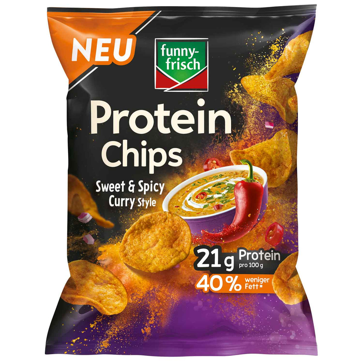 funny frisch Protein Chips Sweet & Spicy Curry Style 90 g
