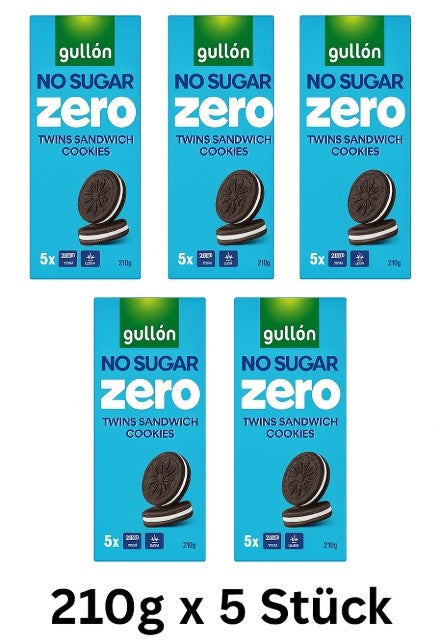 Gullon Sugar free Twins Cocoa Sandwich Cookies 5x210g