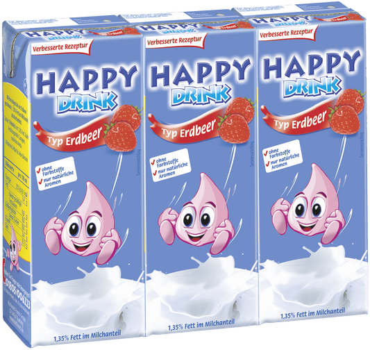 Happy Drink Kakao Typ Erdbeere 3x0,2l MHD:18.04.2025