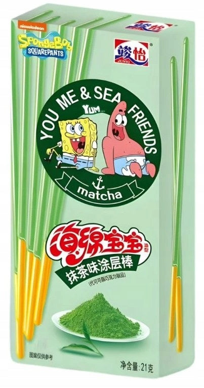 Junyi SpongeBob Matcha-beschichtete Sticks 21g
