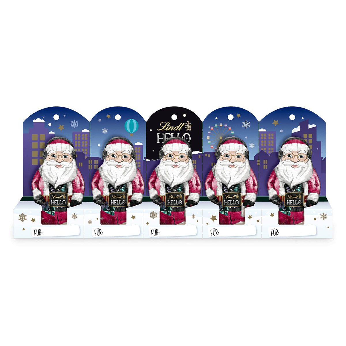 Lindt Hello Xmas Mini Santa Figuren aus Vollmilchschokolade 5x10g