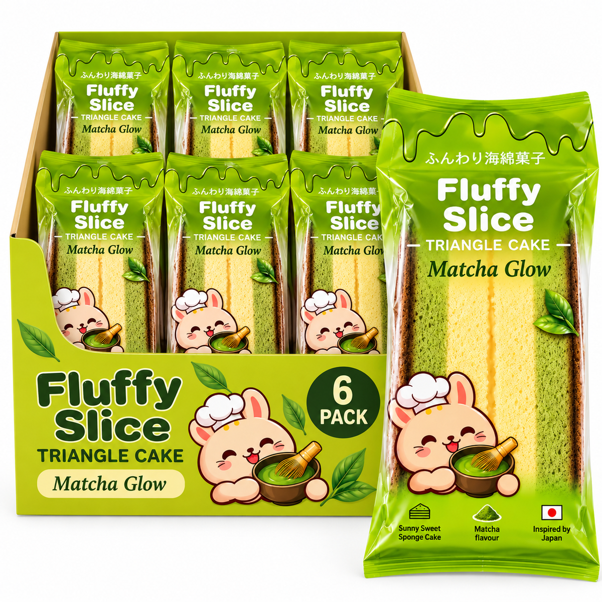 Fluffy Slice Triangle Cake Matcha Glow 6 x 95g