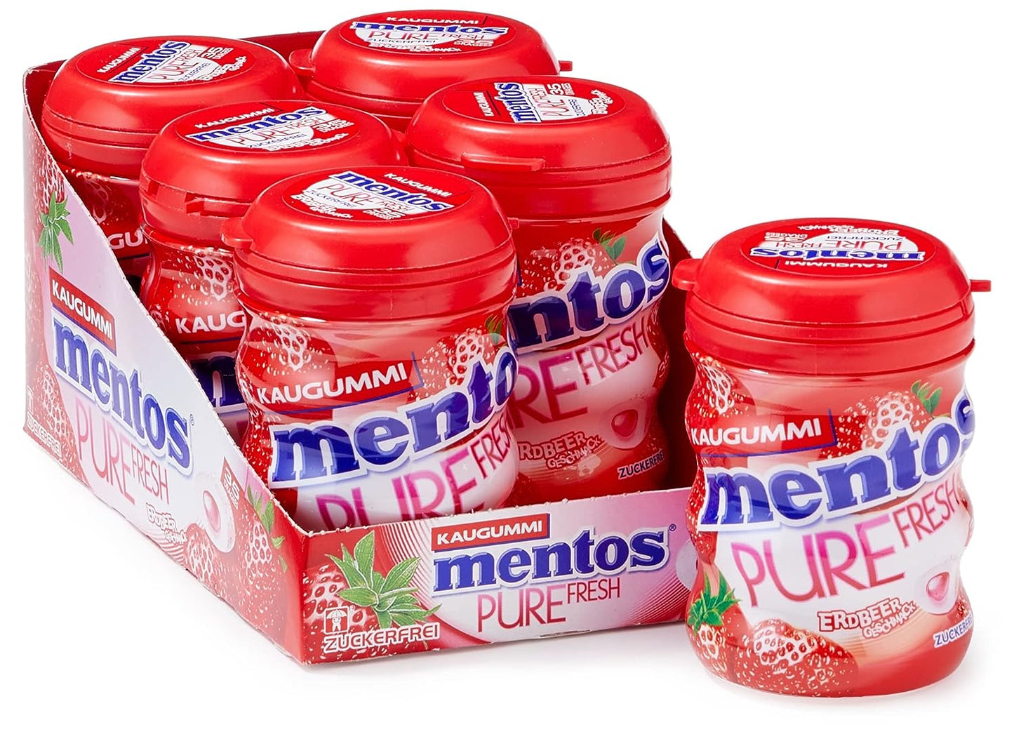 mentos Pure Fresh Kaugummi Erdbeer zuckerfrei 6 x 35er (6 x 70 g)