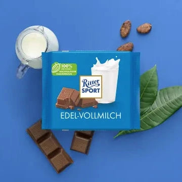 Ritter Sport Edel-Vollmilch, zartschmelzende Vollmilchschokolade mit feinem Kakaogeschmack, cremiger Klassiker