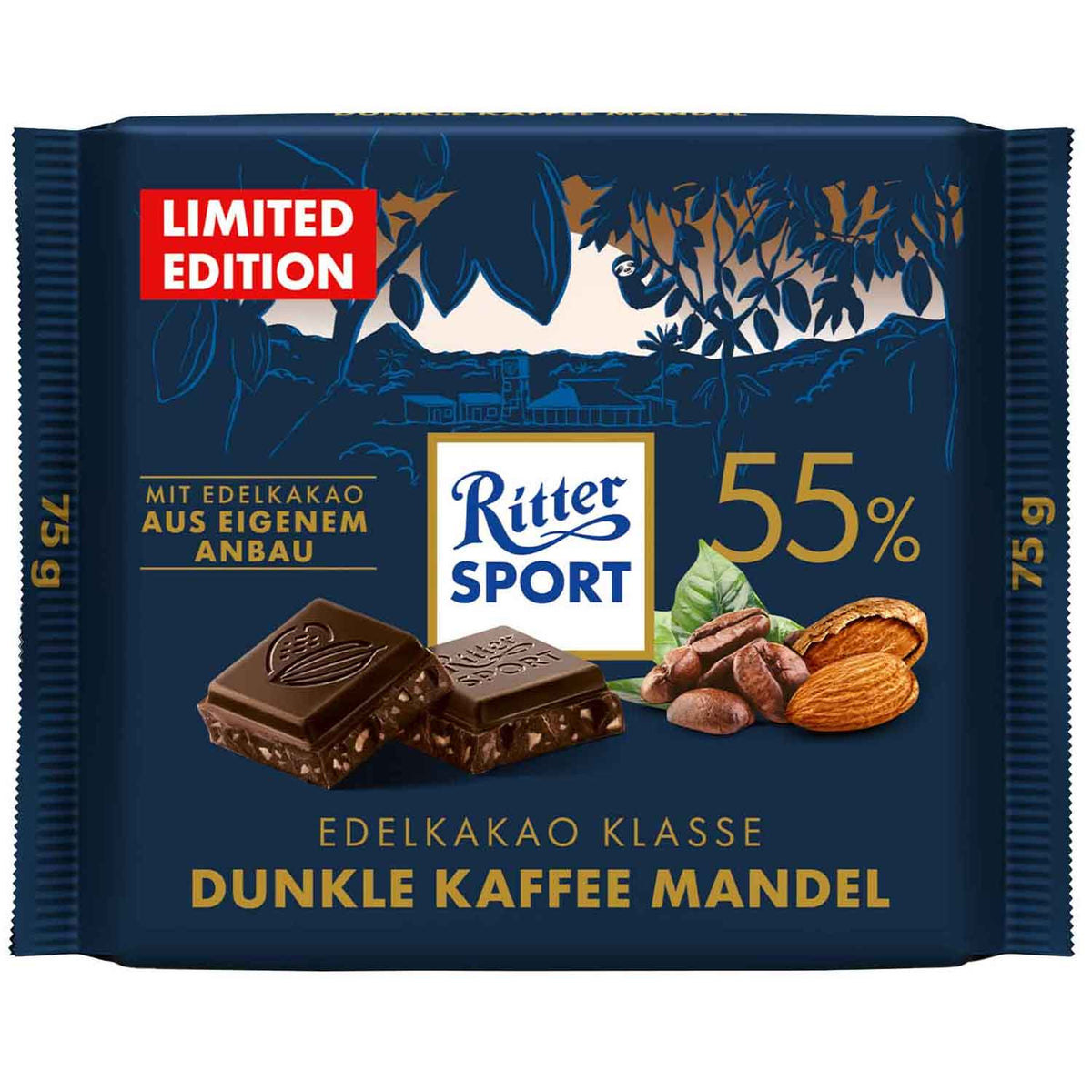 Ritter Sport Edelkakao Klasse 55% Dunkle Kaffee Mandel 75g
