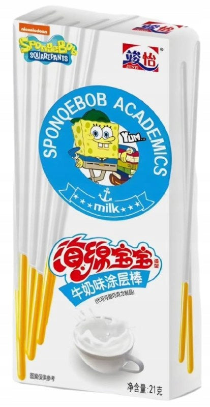 Junyi Spongebob Schwammkopf beschichtete Stäbchen Milchgeschmack 21g