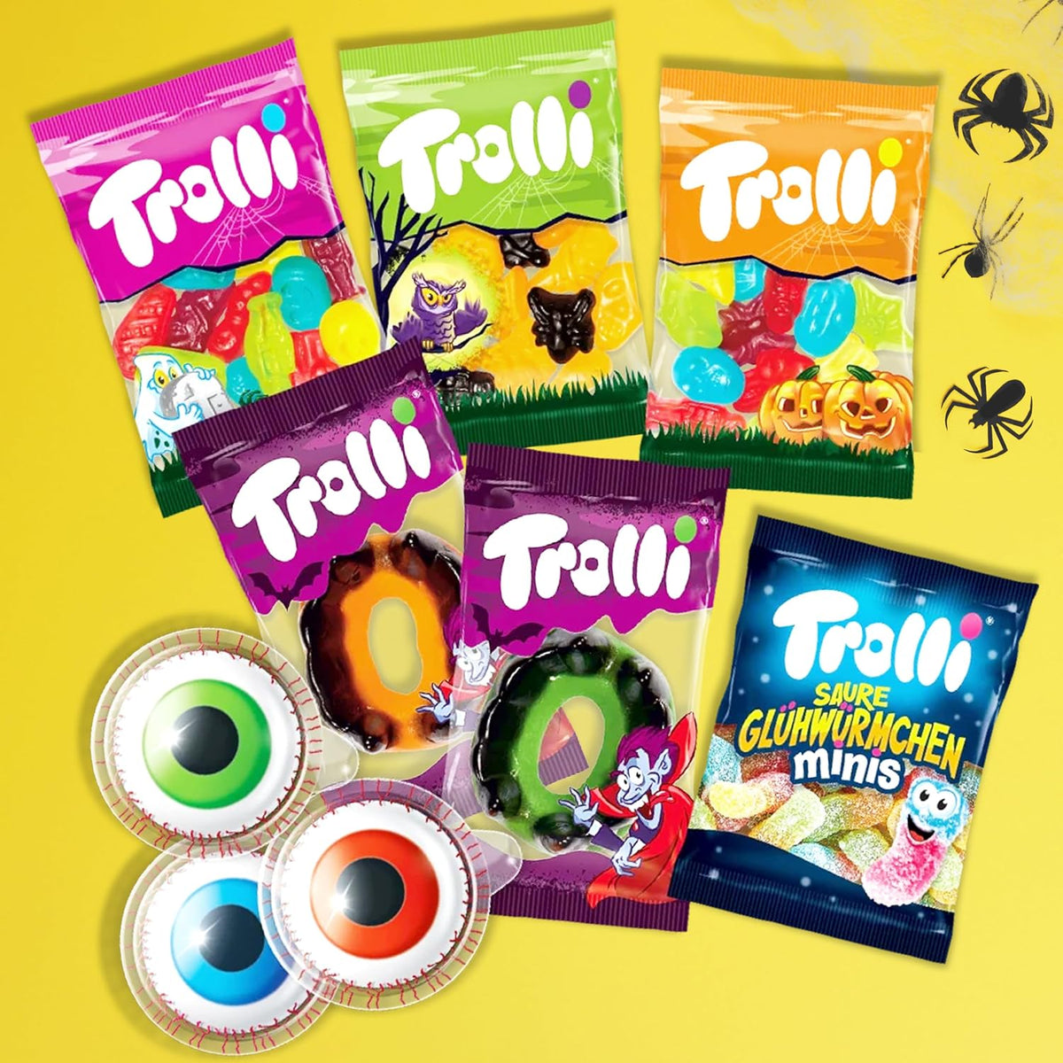 Trolli Halloween Sweet & Sour Minis - Großpackung Süßigkeiten Mix mit Glotzer, Saure Würmchen & Dracula