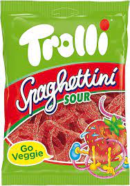 Trolli Spaghettini Sour Erdbeer 100g MHD: 07.01.26
