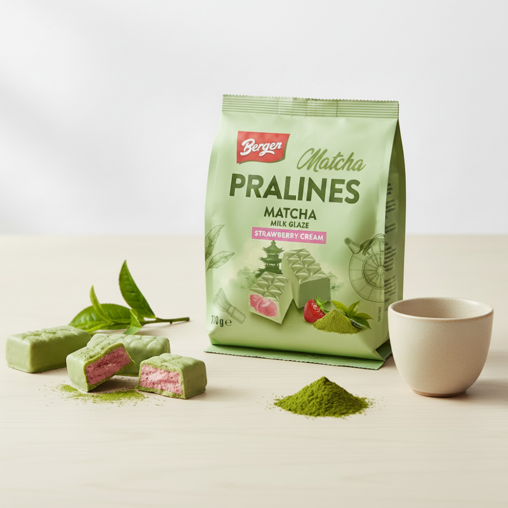 Matcha Pralinen Erdbeercreme - Bergen