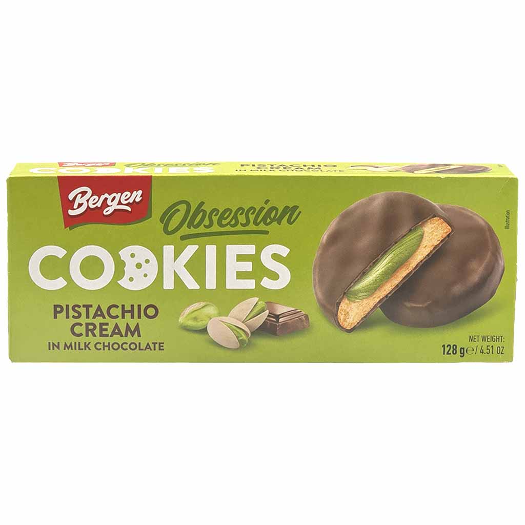 Bergen Obsession Koekjes Pistacheroom In Melkchocolade 128g