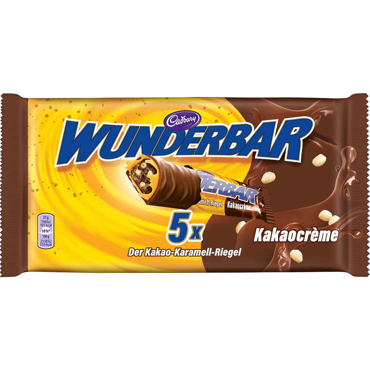 Cadbury Wunderbar Kakaocrème Riegel 5 x 37g