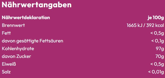 Cavendish Harvey Sweethearts Cranberry Vanilla Nährwerttabelle