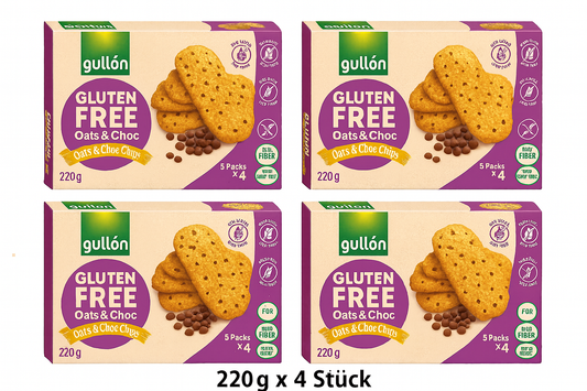 Gullon Glutenfrei  Oats & Choc Chips 220g x 4 MHD: 12.06.2026