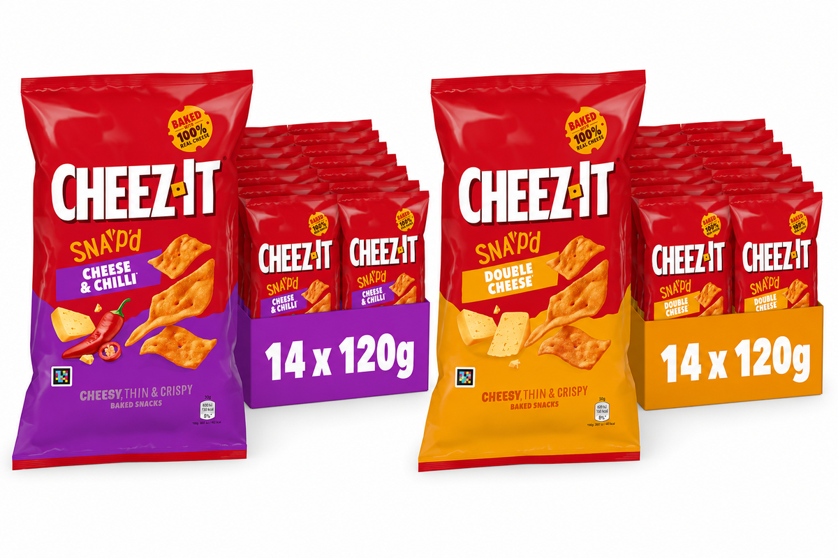 Cheez It Snap'd Double Cheese & Cheez It Snap'd Cheese & Chilli Mixkarton 14x120g