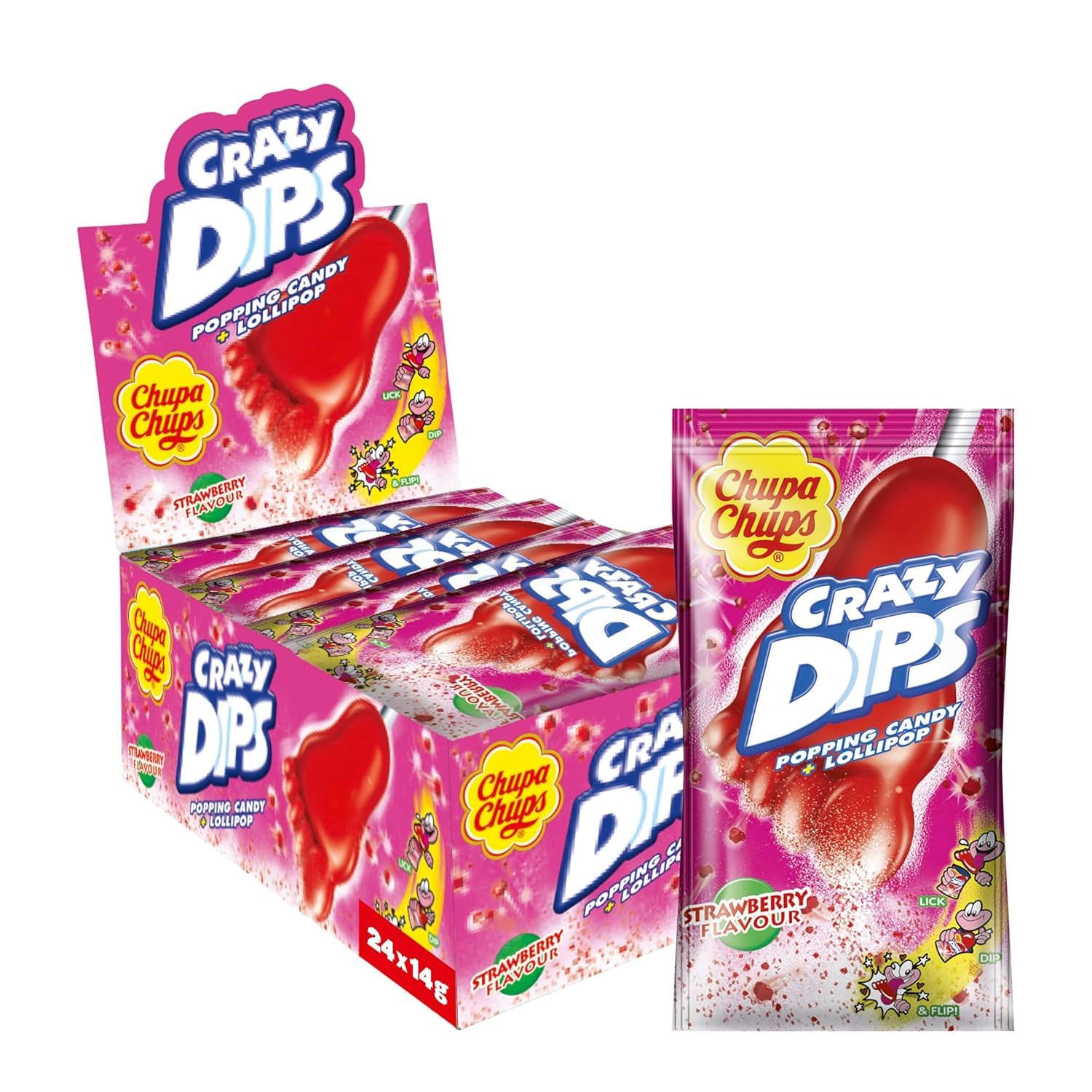 Chupa Chups Crazy Dips Erdbeer 24x14g
