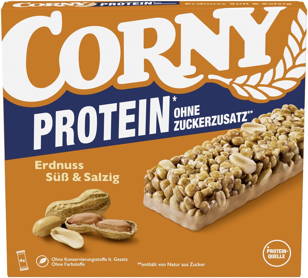 CORNY Classic Protein Erdnuss Süß & Salzig 4x25g