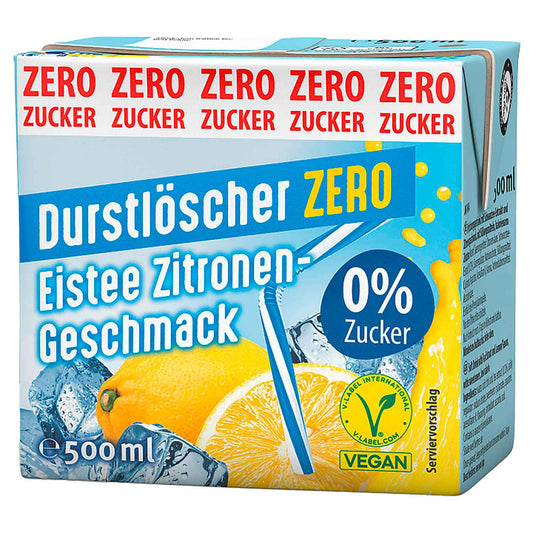 Durstlöscher ZERO - Eistee Zitronen-Geschmack 500ml | Pfandfreies Trinkpäckchen / Erfrischungsgetränk
